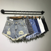 denim 大码 raw Oversized edge shorts 牛仔毛边牛仔短裤 女