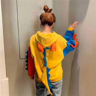 Hooded Colorblock Sweatshirt恐龙拼色连帽卫衣女 Winter Autumn