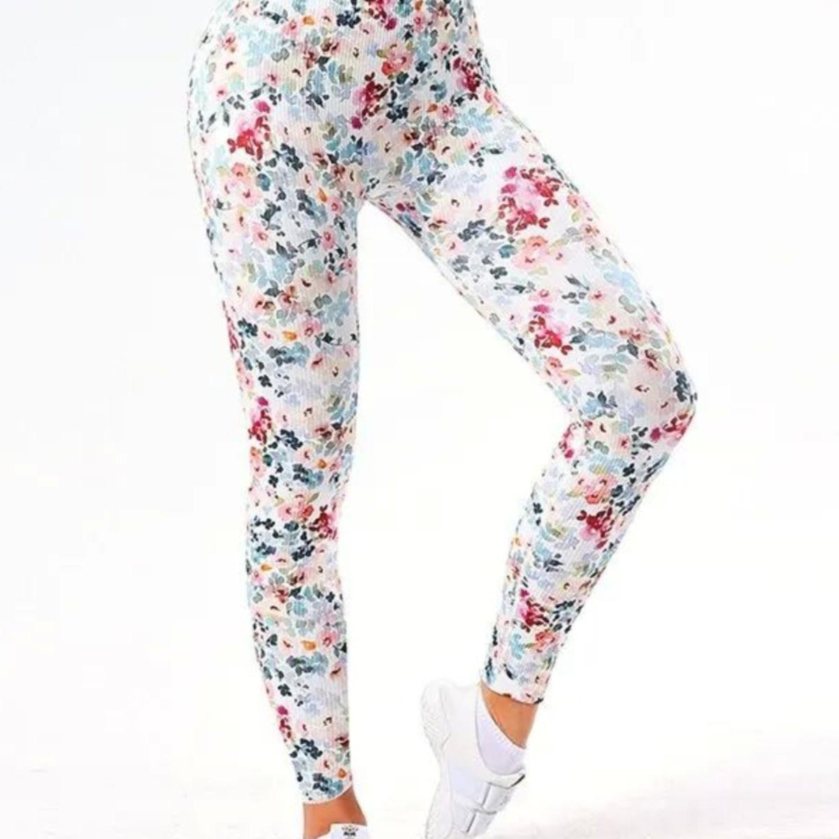 High waisted printed compression yoga pants 印花收腹瑜伽裤女
