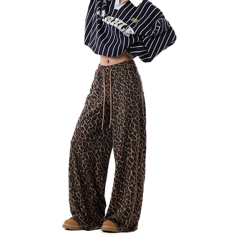 Camouflage leopard print straight leg pants 迷彩豹纹直筒裤男