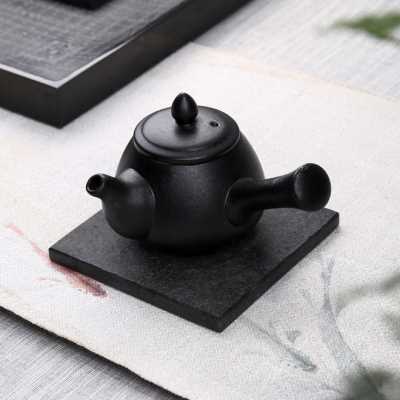 石雕天然乌金石方形干泡壶承壶垫茶杯托盘防烫垫功夫茶具配件包邮