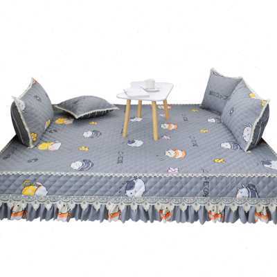 冬季榻榻米床盖定制加厚防滑床单新款夹棉绗缝床裙大炕床套罩炕垫