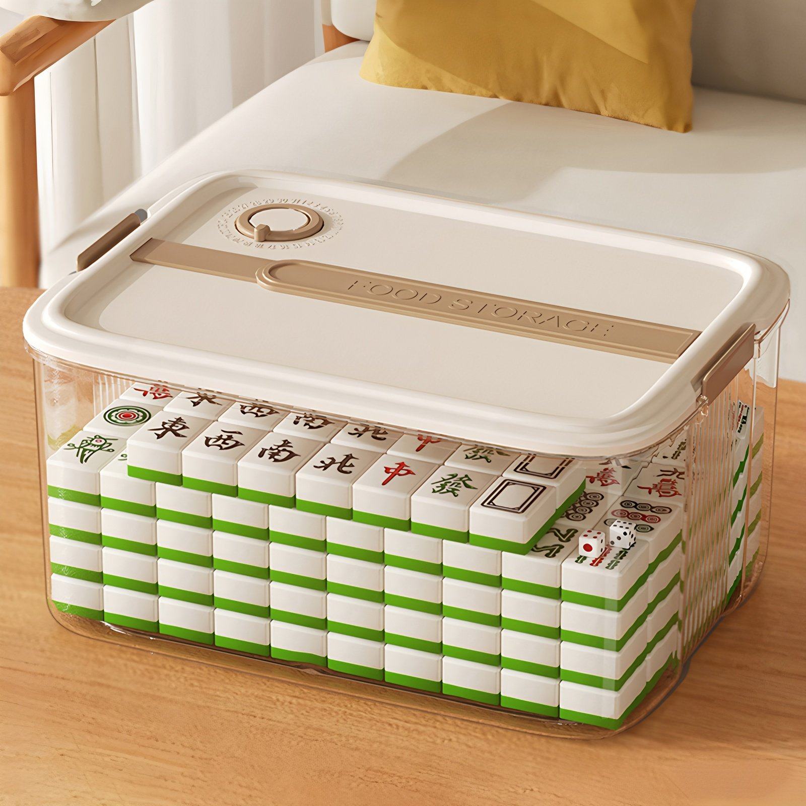 麻将收纳盒装108张136张144张专用加厚整理箱迷你麻雀棋牌杂物盒