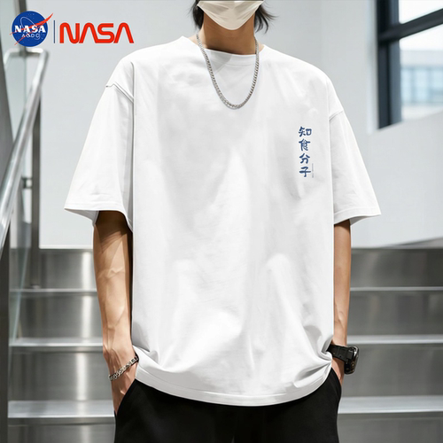 NASA夏季纯棉国风文字宽松T恤