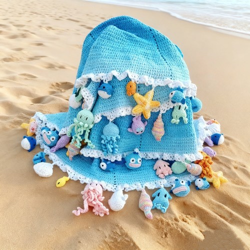 若羽海洋花束毯子材料包渐变色海洋世界手工diy礼物送女朋友生日