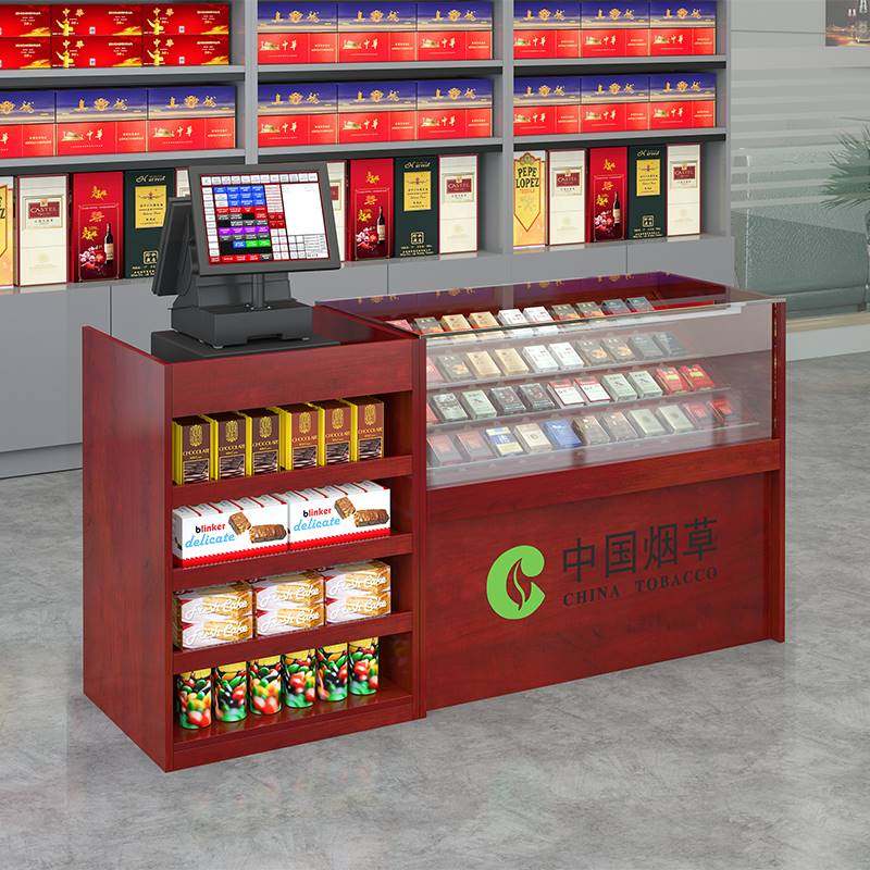 烟柜收银台一体便利店烟酒展示柜组合玻璃柜转角超市前台置物货架
