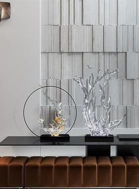 透明树脂浪花摆件雕塑客厅玄关抽象装饰艺术酒店会所大堂摆设