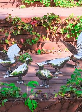 不锈钢镜面鸽子雕塑户外海鸥鸟动物摆件流水墙酒店售楼部玄关装饰