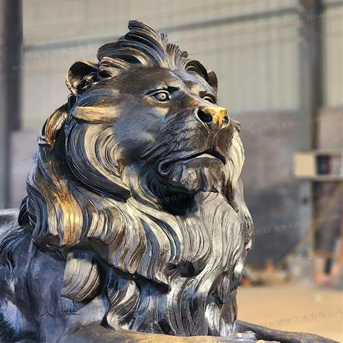 铜狮子雕塑汇丰狮欧式飞狮故宫狮爬狮护门狮麒麟银行大门动物雕塑