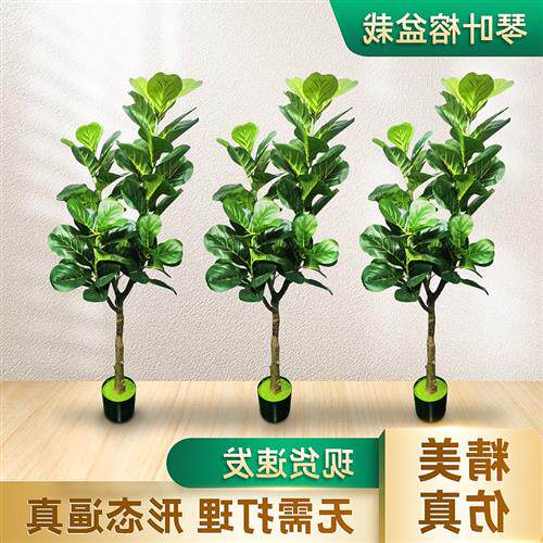 外贸仿真琴叶榕盆栽仿真绿植北欧风琴叶榕出口拆装款假树盆景