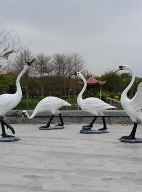 户外仿真天鹅雕塑玻璃钢园林景观庭院池塘草坪动物美陈装饰品摆件