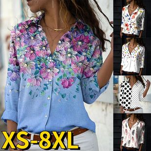 print lapel 衬衫 plus 印花翻领长袖 size 休闲大码 Casual shirt