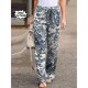 pants休闲印花系带松紧腰长裤 Casual 女 women elastic waisted