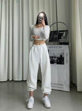 High waist loose feet harun pants woman 高腰宽松束脚哈伦裤女