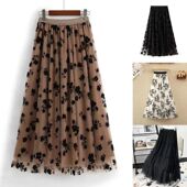 print patchwork pleated Casre skirt 休闲印花拼接百褶半身裙