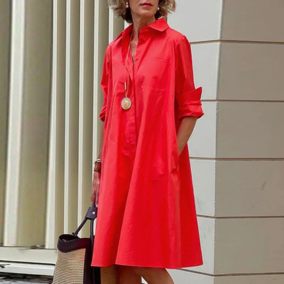 Simple and loose long-sleeve dress woman简约宽松长袖连衣裙女