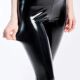 waisted pants修身 sleek High leather pencil 高腰亮皮铅笔裤 女