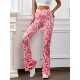 waisted pants floral High sexy flared 高腰碎花性感女士喇叭裤