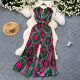 jumpsuit无袖 neck Sleeveless printed casual V领印花连体裤 女