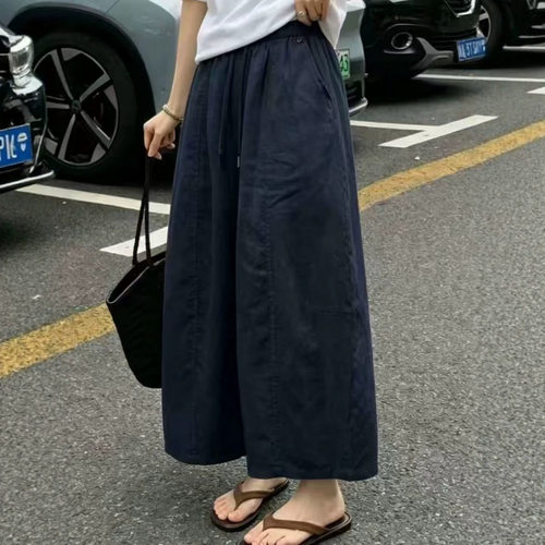 女士松弛风高腰阔腿直筒裤