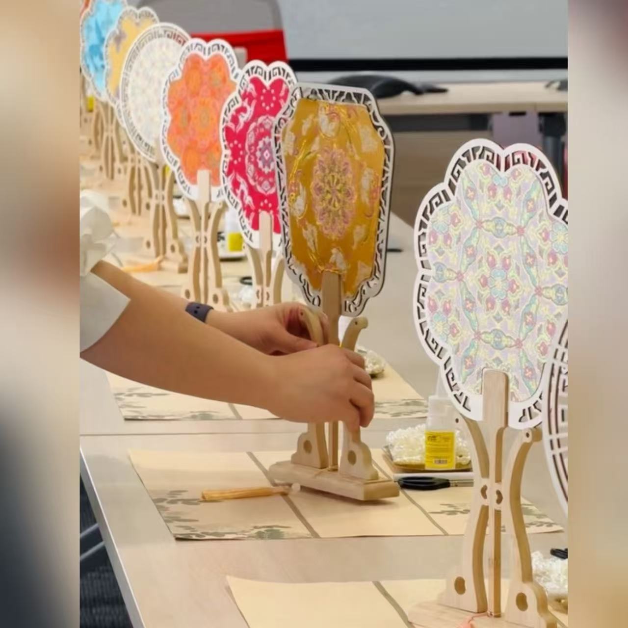 非遗宋锦珍珠团扇DIY材料包