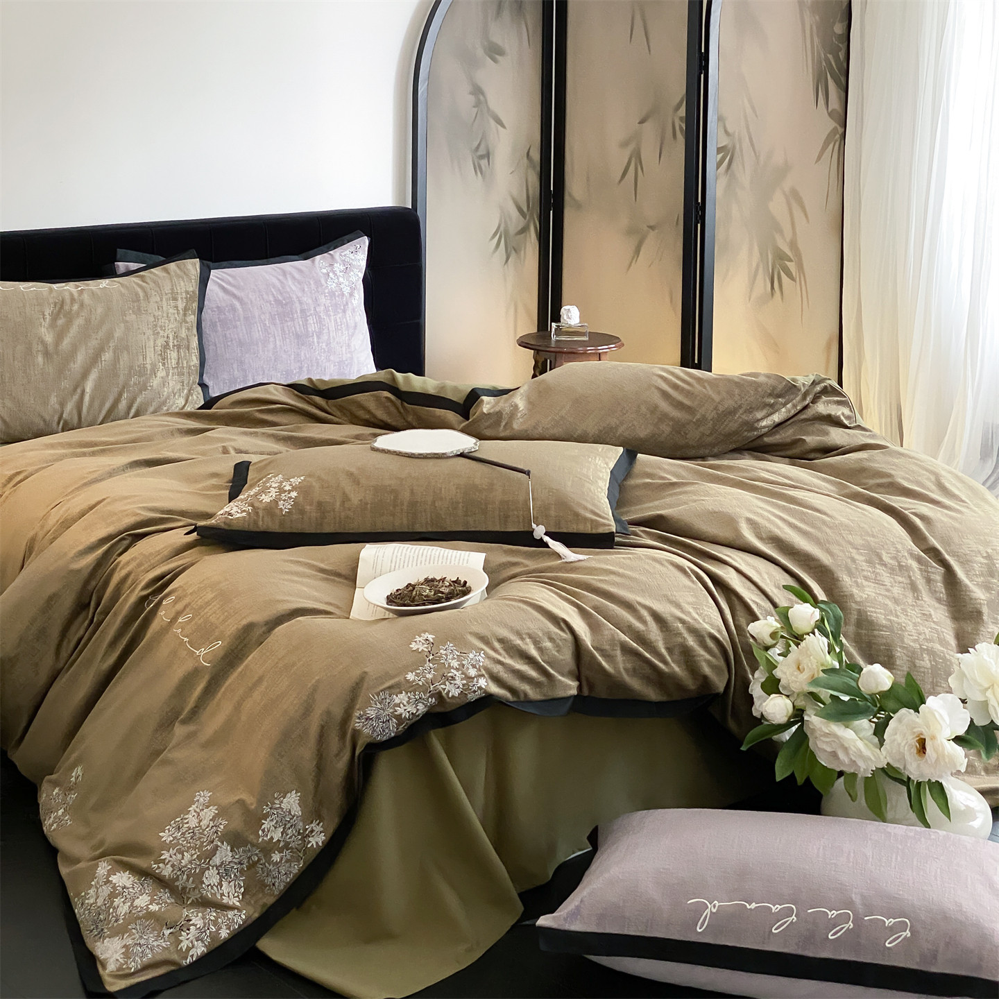 Gimme夕雾 | 秋冬高级感鎏金绒刺绣保暖牛奶绒四件套全棉磨毛床单