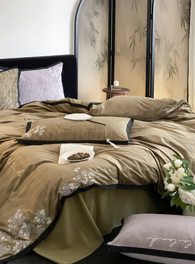 Gimme夕雾 | 秋冬高级感鎏金绒刺绣保暖牛奶绒四件套全棉磨毛床单