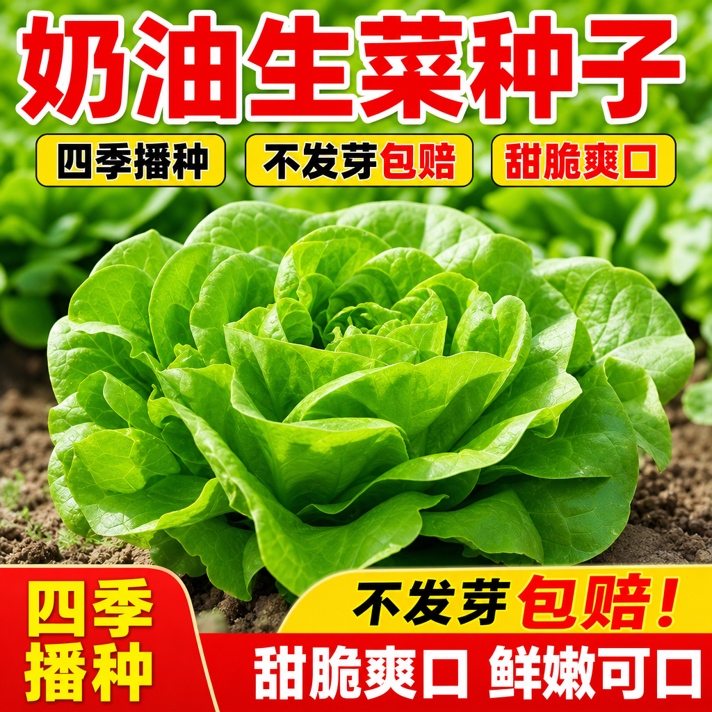 奶油生菜种籽沙拉生菜籽种四季夏季菜籽农家水培阳台蔬菜种子种孑