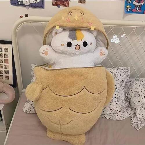 80CM Taiyaki Doll Cat Pillow Plush Toy Transformation Cat Do