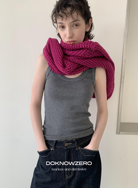 DKZ u领针织背心女秋季新款修身基础内搭无袖上衣