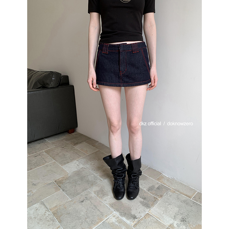 DKZ 深蓝色卷边休闲短裤女夏季新款简约百搭裤子