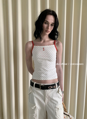 DKZ 波点拼接吊带背心女夏季新款修身内搭无袖上衣