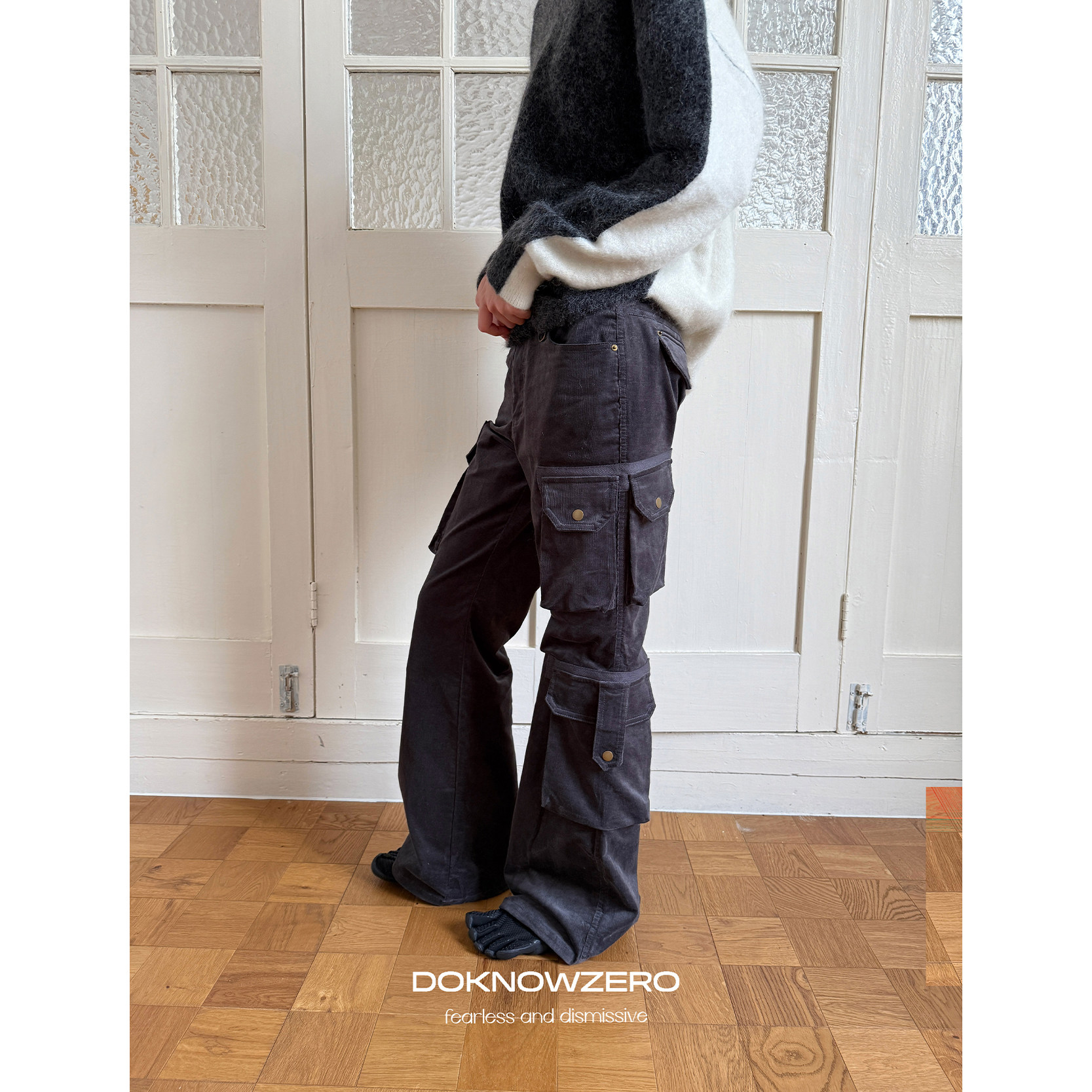 DKZ 灯芯绒工装裤女冬季新款复古街头多口袋微喇长裤,女装/女士精品,休闲裤,淘宝优惠券,粉丝福利购,淘宝优惠卷