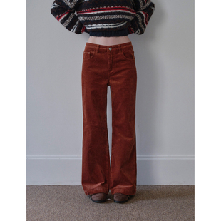 复古加厚直筒长裤 DKZ 新款 女冬季 灯芯绒休闲裤