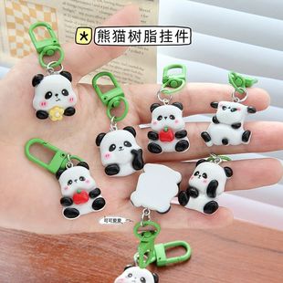 卡通熊猫钥匙扣挂件可爱学生包包装饰配件树脂钥匙链配饰小礼品