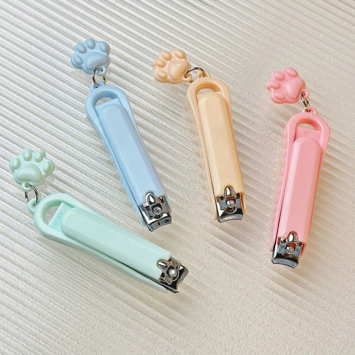 简约马卡龙指甲刀成人家用指甲钳单个装创意便携猫爪吊坠指甲剪
