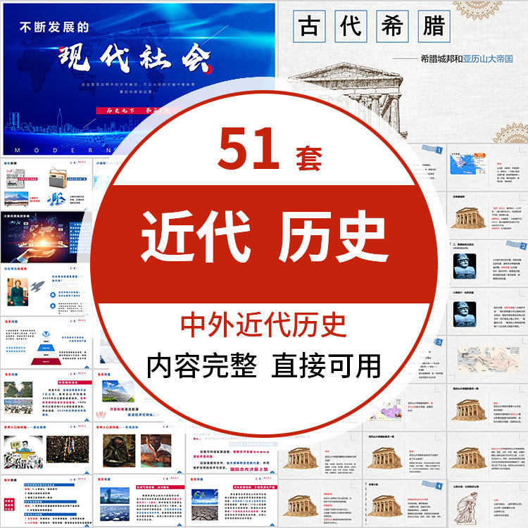 中西方近代史世界中国近代历史课件PPT模板现代国际科技文化生活