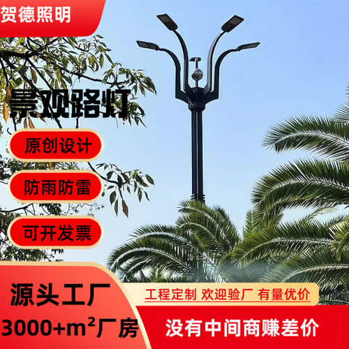 贺德厂家生产LED市政景观灯户外广场8米/10米高杆中华灯异形路灯