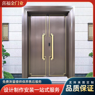 入户别墅大门 商品楼进户大门简约铸铝门自建房家用不锈钢防盗门