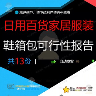 日用百货家居服装鞋箱包可行性报告相关资料分析可行性报告行业