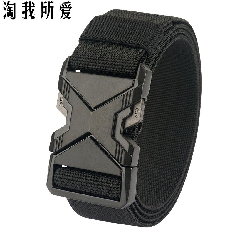 快拆插扣尼龙皮带男士松紧弹力战术工装牛仔裤带休闲户外帆布腰带
