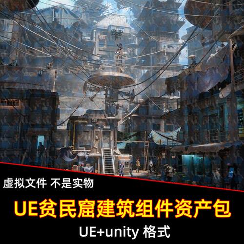 UE5虚幻5赛博朋克末世废土贫民窟棚户区城中村建筑街道设施资产包