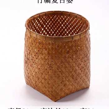 实用创意手工竹制竹编筐家用复古书报卷轴桌面收纳篮杂物筐编织篓