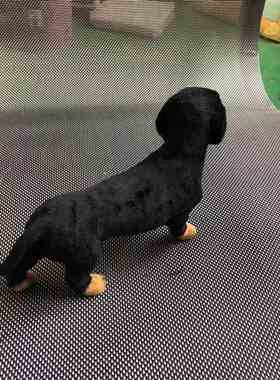 仿真腊肠犬动物模型小摆件皮毛玩具名犬摆件模型
