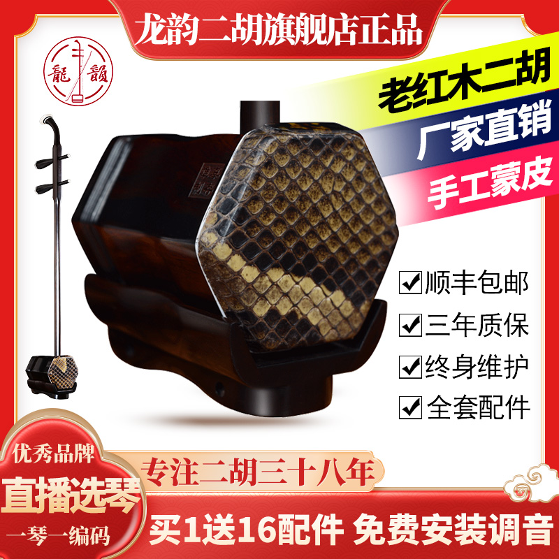 龍韻二胡樂器老紅木正品十級(jí)專業(yè)演奏二胡廠家直銷通用考級(jí)大音量