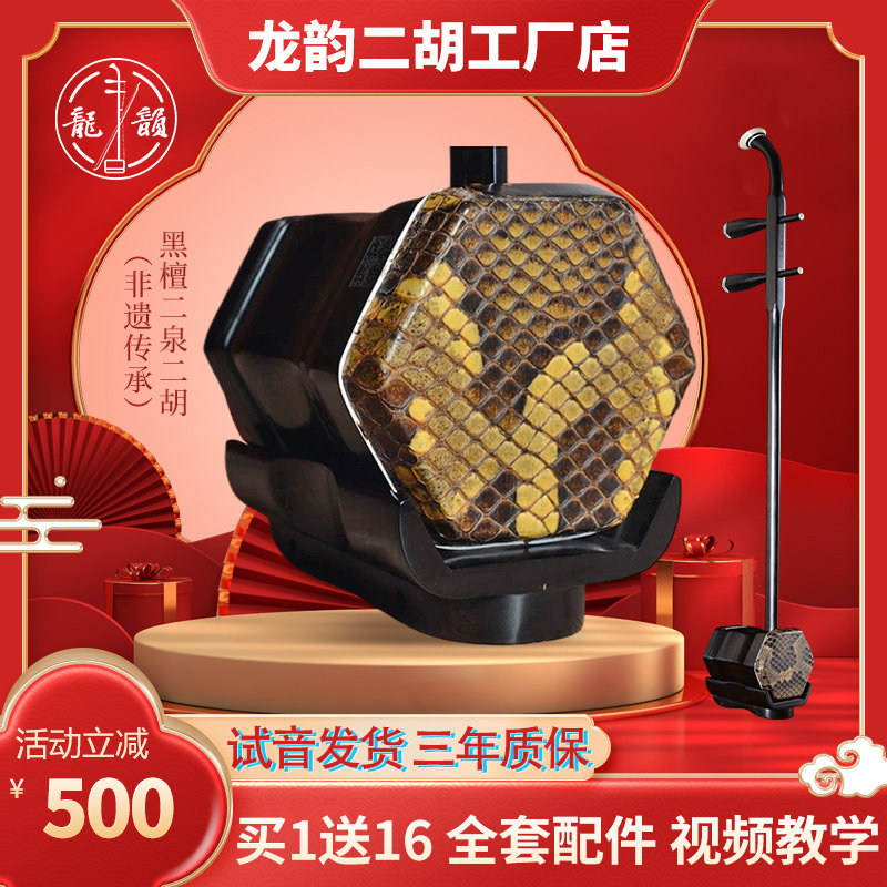 龙韵二泉胡乐器厂家直销二泉二胡二泉琴黑檀二胡成人演奏专业演奏