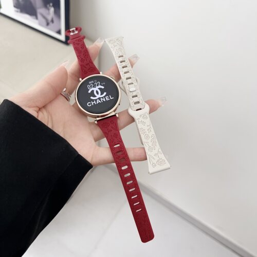 适用华为GT56手表表带GT4女款硅胶小蛮腰GT32新浮雕花纹watch4Pro