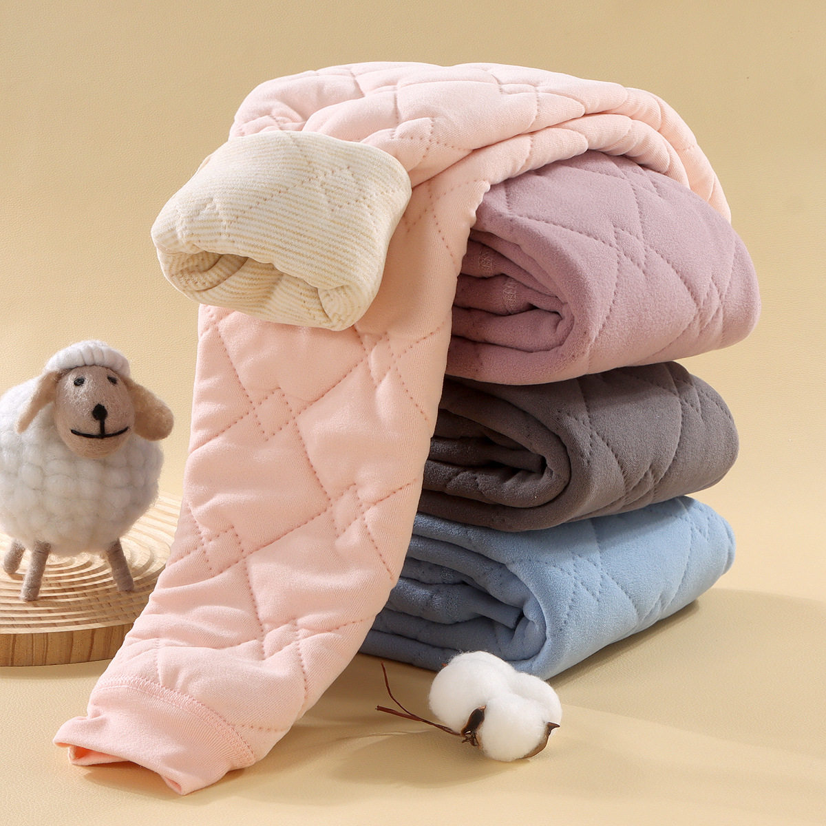 儿童校服神器棉裤三层夹棉包条秋冬羊毛蚕丝加厚保暖裤男女童学生