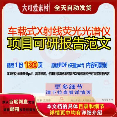 车载式X射线荧光光谱仪项目可研报告范文120页 项目报告可研资料