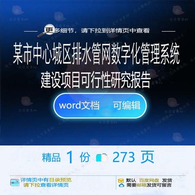可行性研究排水管某市中心城区管理系统报告数字化建设项目网相